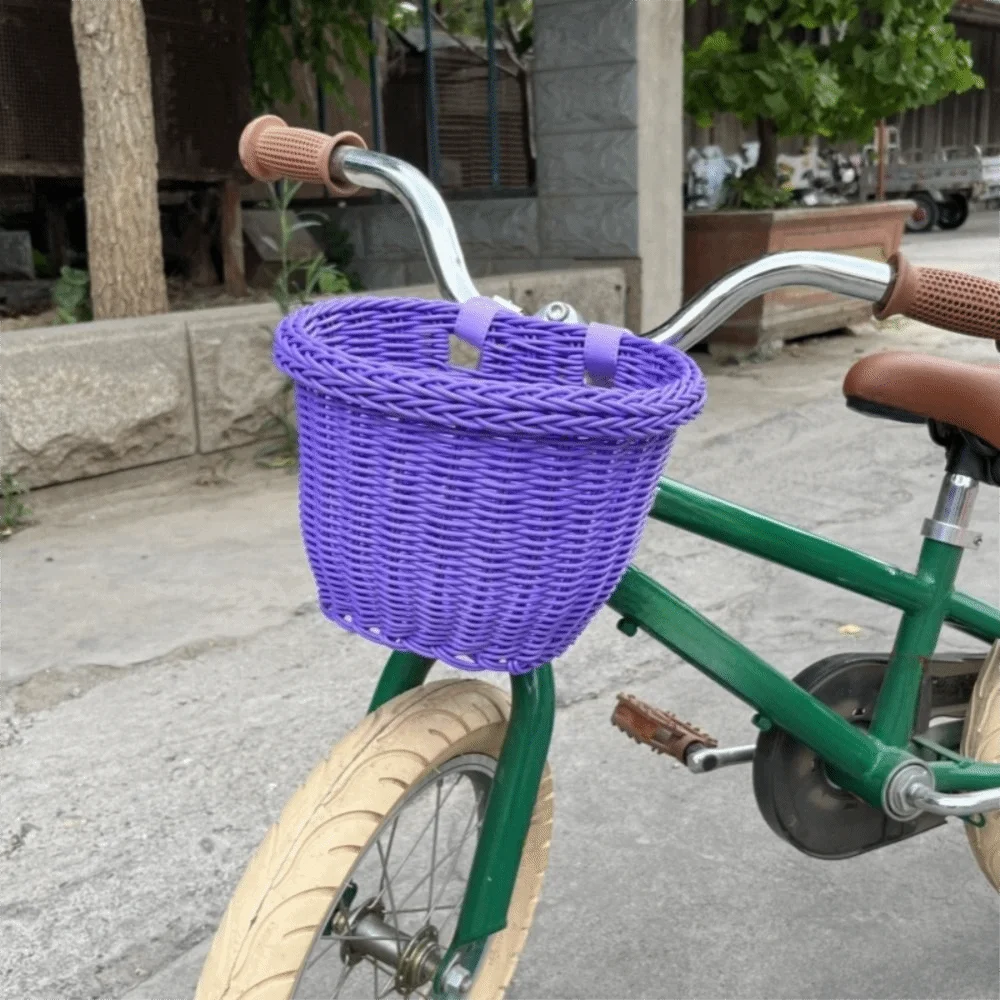 

Water Resistant Bicycle Basket Adjustable Leather Straps Handwoven Front Handlebar Basket Daily Commuting Waterproof