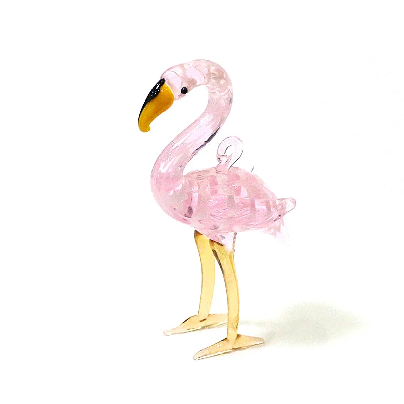 Handmade Pink Murano Glass Flamingo Charm Cute Creative Bird Animal Pendant Window Garden Holiday Party Hanging Decor Supplies