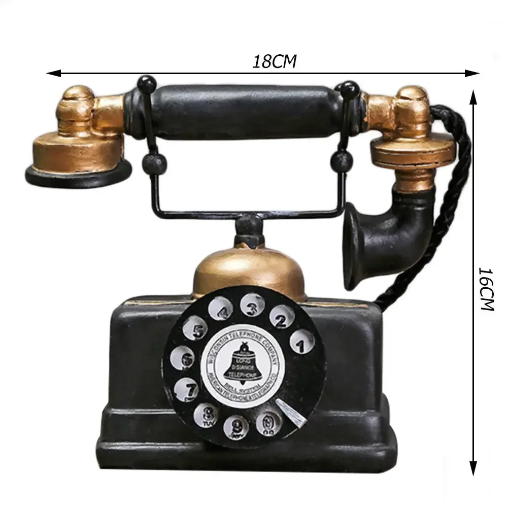 Vintage Style Artificial Telephone Model Retro Resin Home Decor Ornament Craft Classic Colors and Simple Durable Design