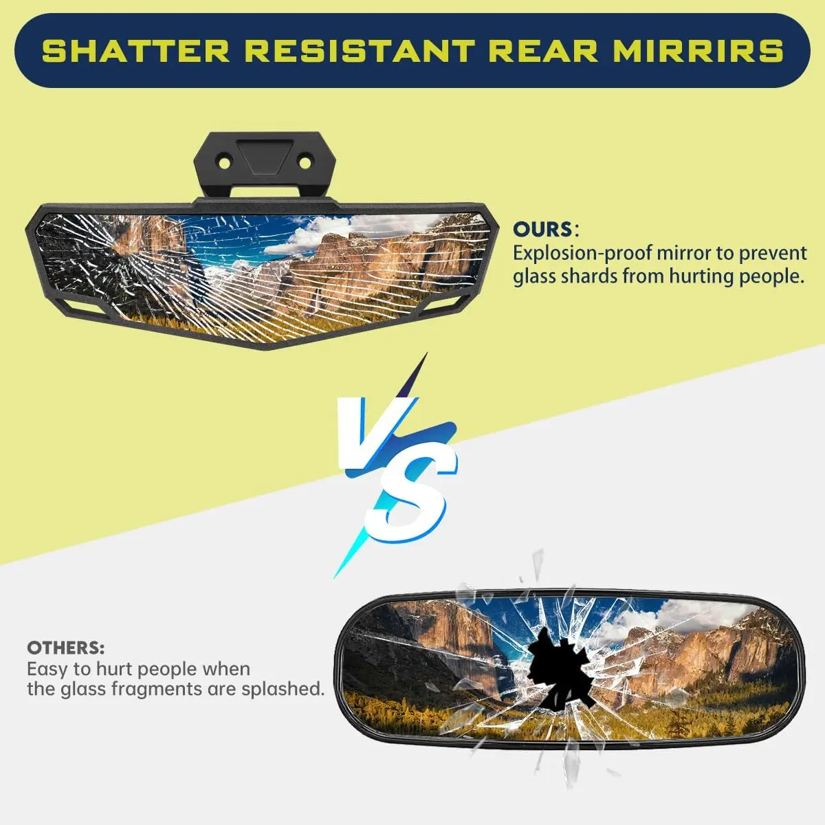 MOVOTOR Center Rear View Mirror High-Definition Race Convex Mirror for 2020-2023 Polaris RZR PRO XP/XP 4 Polaris RZR PRO R/R 4