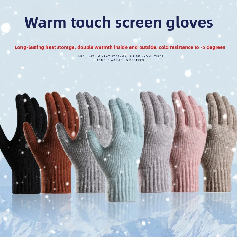 Neue Winter-Fleece-gefütterte, dicke, warme Strickhandschuhe für Damen, Alpaka-Wolle, weich und gemütlich, Hersteller von Outdoor-Touchscreen-Handschuhen
