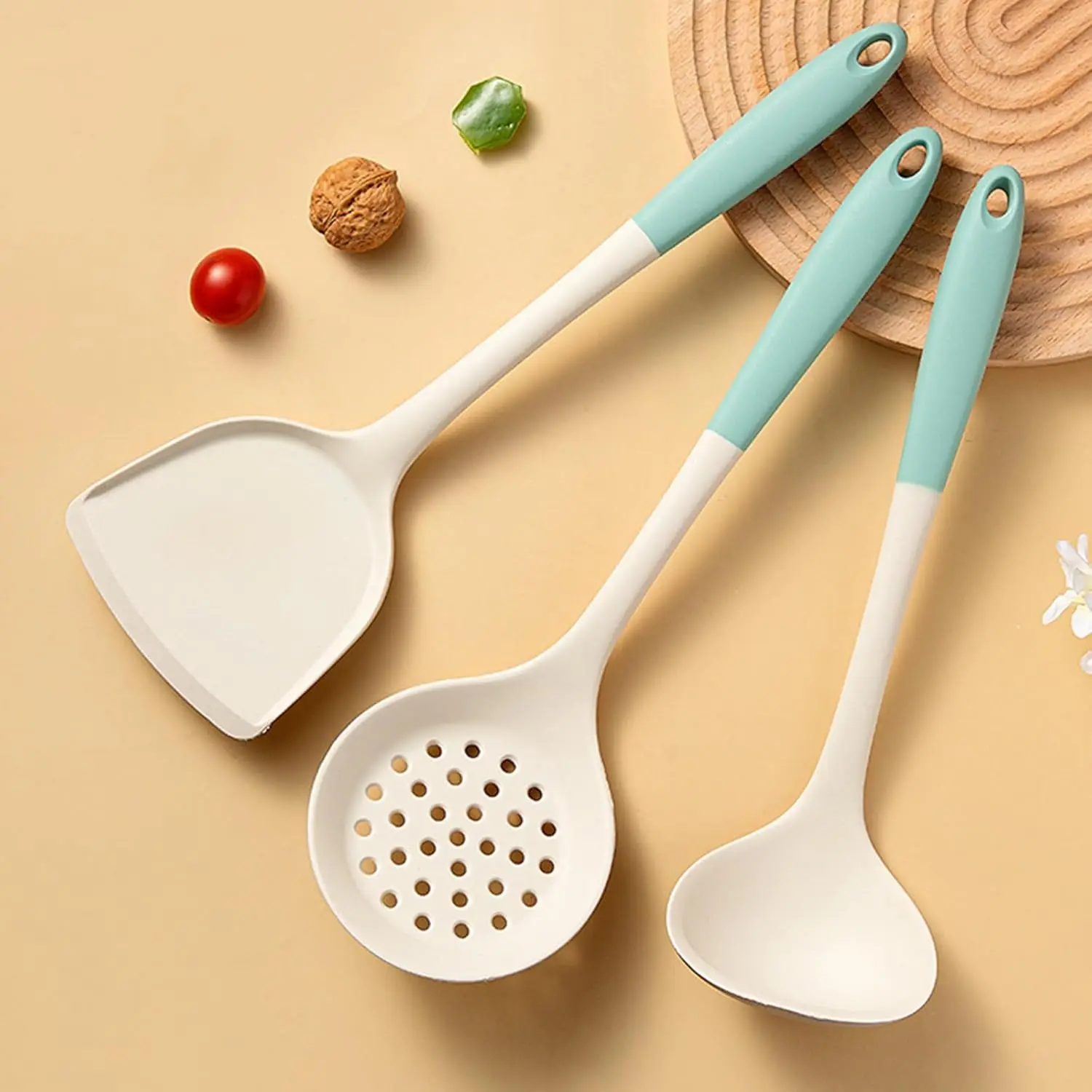 Silicone Kitchen Utensils Set Non Stick Kitchen Spatulas Cooking Turners High Heat Resistant Cookware Kitchen Helper