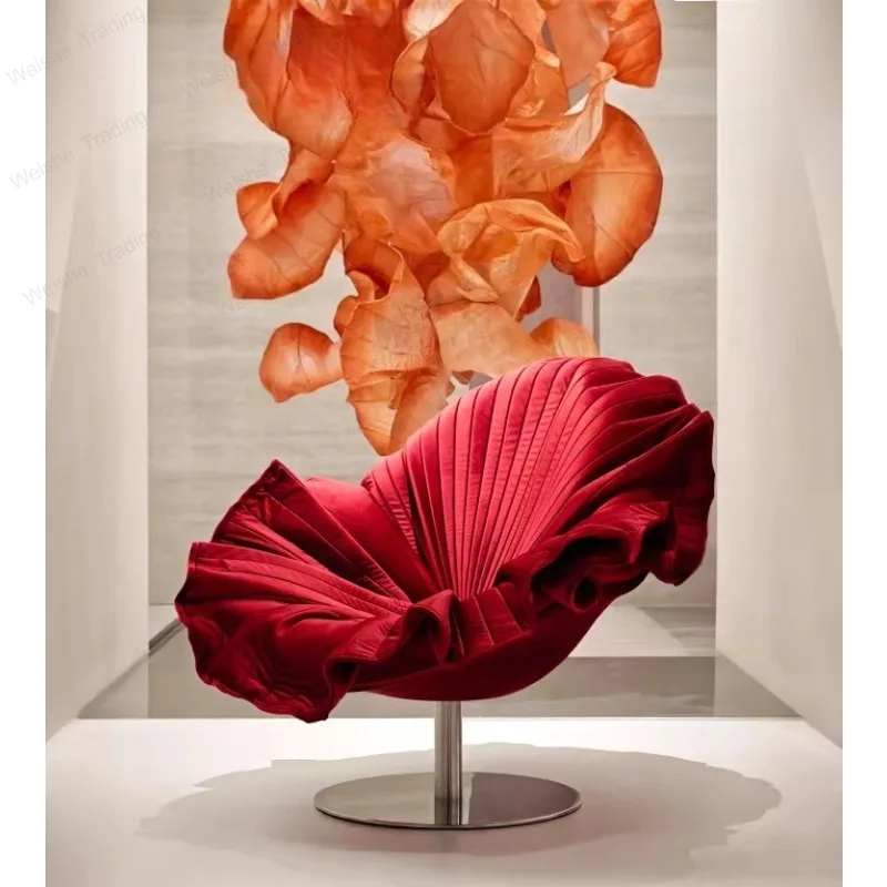 

Petal Chair Designer Lotus Leaf Flower Dressing Fiberglass Fabric Sofa Meeting Bedroom Leisure Chair