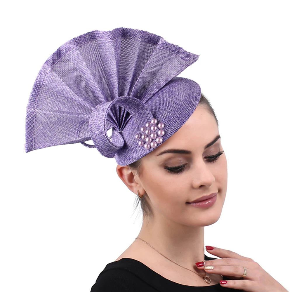 Woman Elegant Fascinator Hat with Fan Shape Style Hair Accessories Bride Ladies Dinner Party Dress Hats