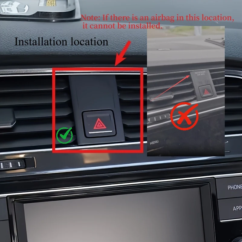Lcars – speziell für Volkswagen Golf (2014–2020) entwickelter Handyhalter für das Auto, geeignet für VW Golf Mk7 und Mk7.5 – Handyhalterung für das Armaturenbrett und die Lüftungsschlitze, ABS-Basis, 360-Grad-Drehung. ° Drehbarer Kopf mit magnetischer Befestigung, geeignet für alle Mobiltelefone. – Detail 1