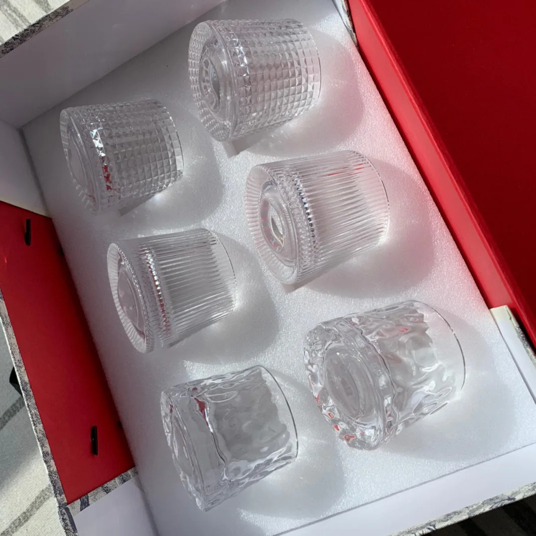 6pcs crystal cup gift box shot glass  wine glass set  Vodka whisky glass european wine crystal glass cup gift set