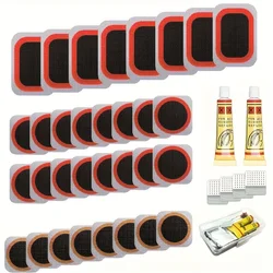 32pcs Bike Tire Repair Kit - Bycicle Inner Tube Puncture Patch Kits with Vulcanizing Patches, For Cycling Road Mountain Bicycle