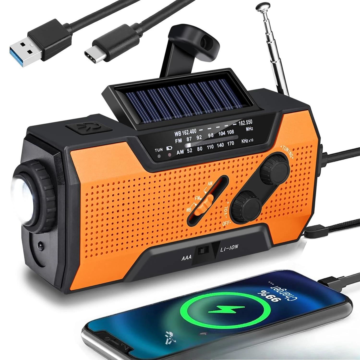 

Outdoor Emergency Portable Radio Multi-function Solar Hand-cranked Power Generation Radio