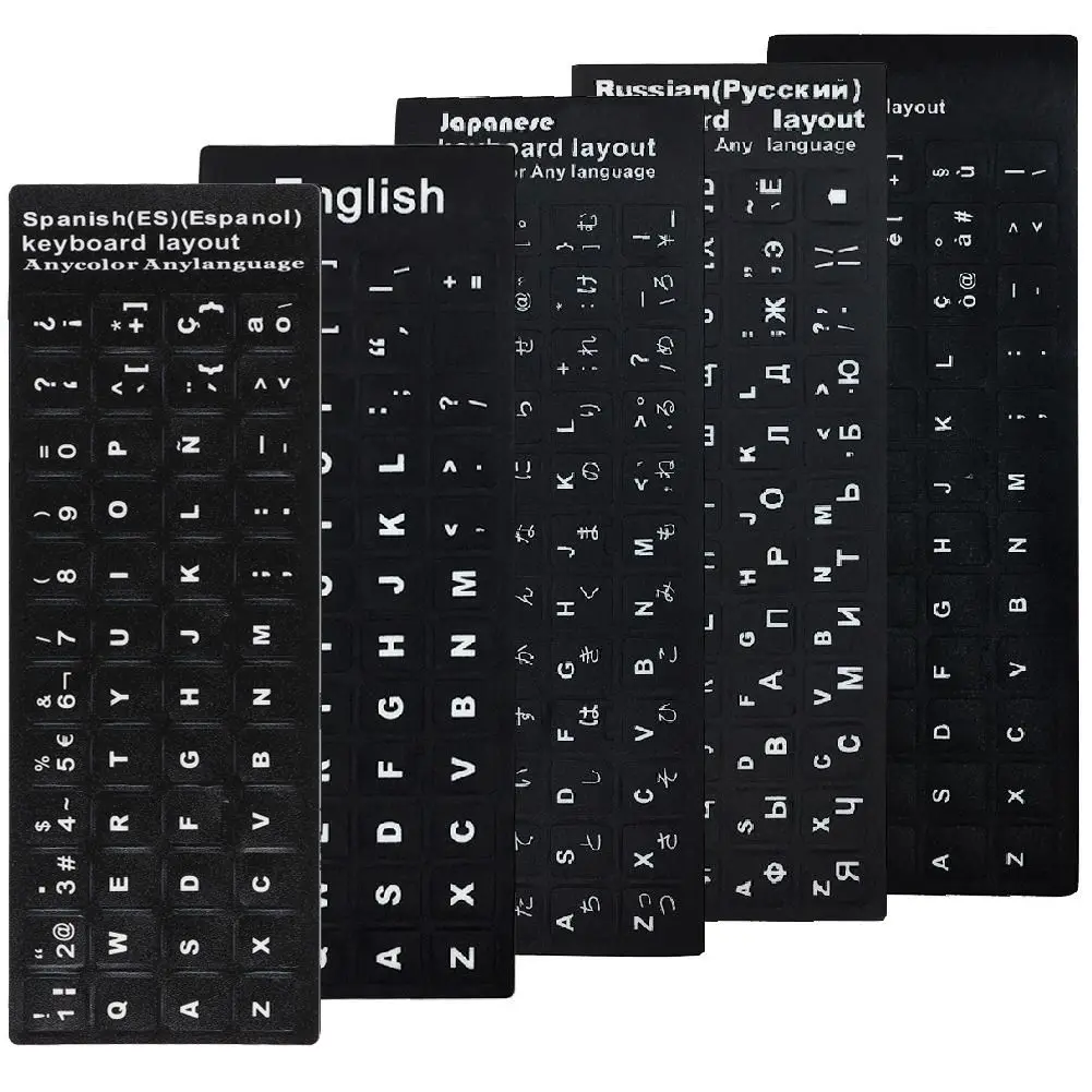 Wear-resistant Keyboard Stickers Spanish/English/Russian/Deutsch/Arabic/Italian/Japanese Letter Replacement For Laptop PC