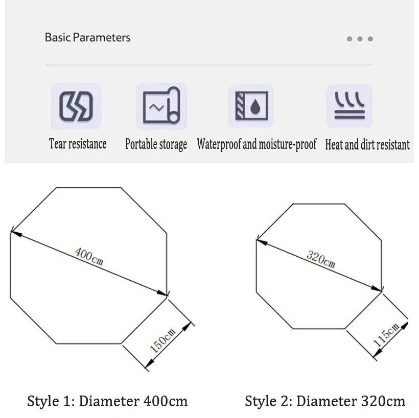 Imagem -02 - Smilodon-outdoor Camping Octagon Mat para Piquenique Tapete Portátil Impermeável 210d Oxford Cloth Acessórios para Tenda Grande 4m 3.2m