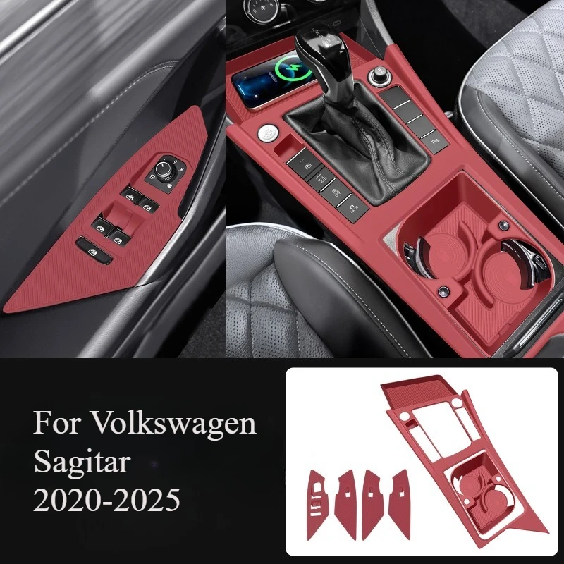 

Для Volkswagen Sagitar 2020-2025 силиконовый чехол для оконного переключателя и подлокотник центральной консоли, набор ковриков для подстаканника