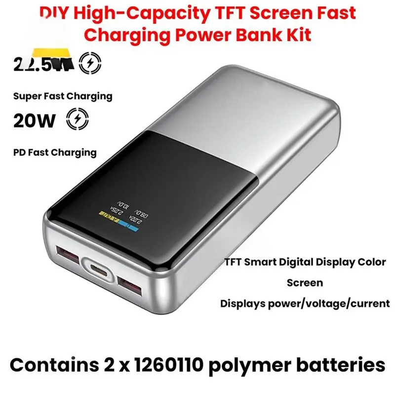 AA51 22.5W Fast Charging Power Bank Motherboard With TFT Color Digital Display For Ternary Lithium Battery