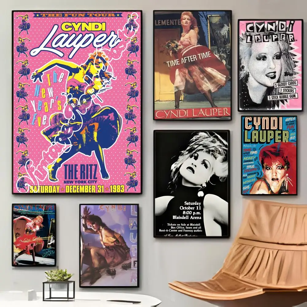 Eclectic New Wave Energy C-Cyndi Lauper Poster Sticky Waterproof Coffee House Bar Room Wall Decor Gift