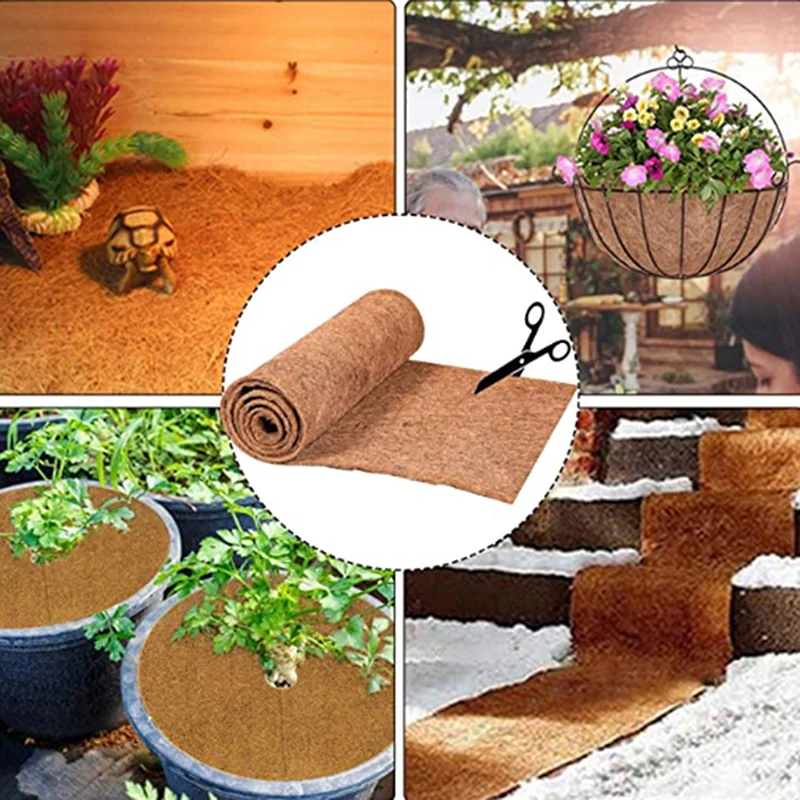 Coconut Liner Sheet Coco Plant Fiber Roll Natural Carpet Mat Reptile Bedding Supplies Winter Insulation Flowerpot Basket