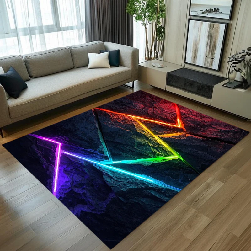 Modern Neon Color Crack Pattern Carpet Mat Rug Home Decoration Living Room Floor Mat Anti-Slip Area Rug for Bedroom Decor