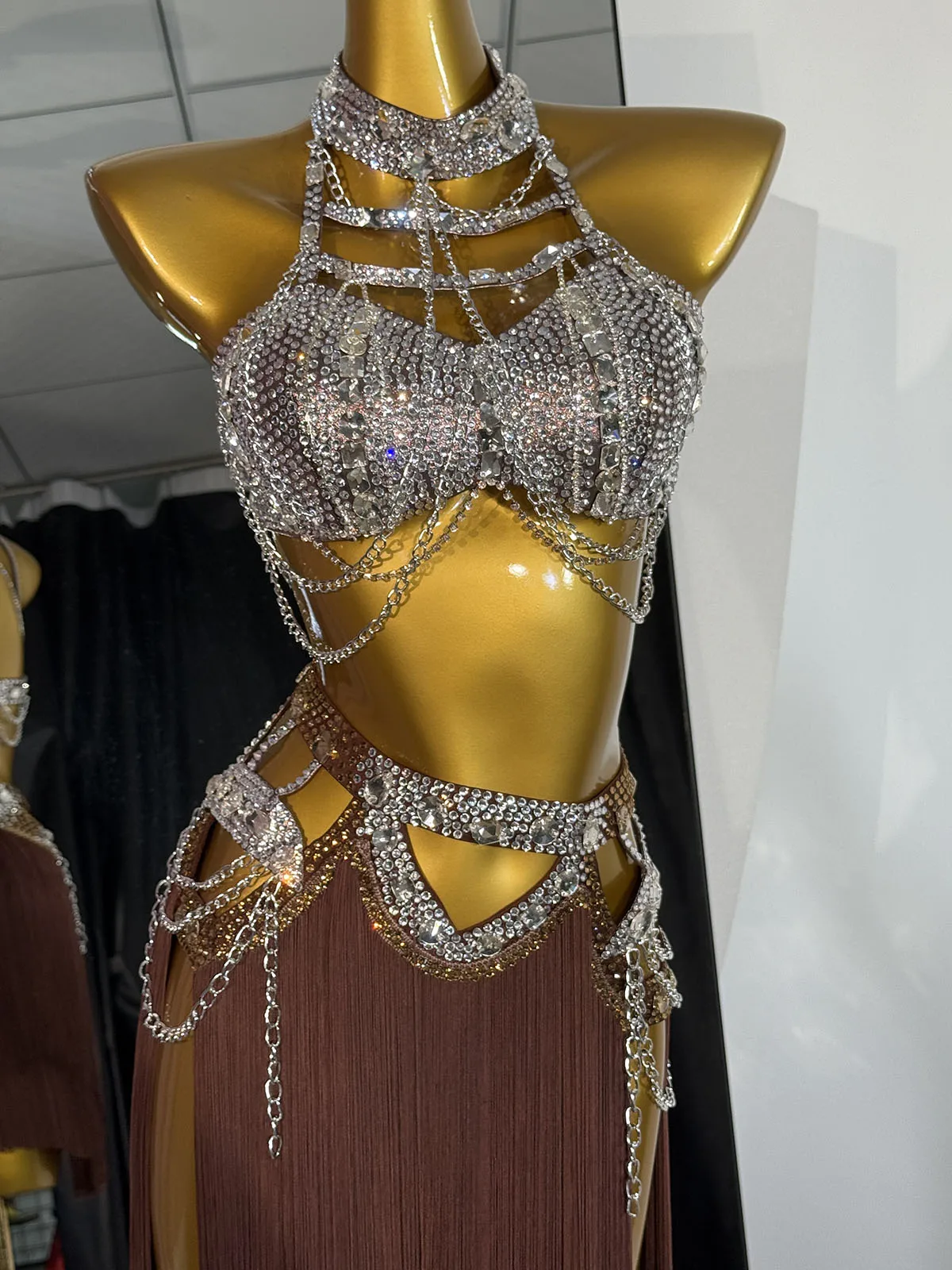 Professional Latin Dance Costume – Custom Rhinestone Ballroom Dress for Competition, Performance & Dance Show