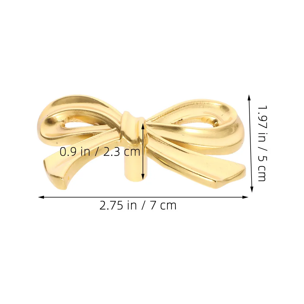 2Pcs Stylish Brass Bowknot Cabinet Pull Drawer Knob for Dresser Wardrobe Cupboard Closet Bookcase Decorative Furniture Hardware