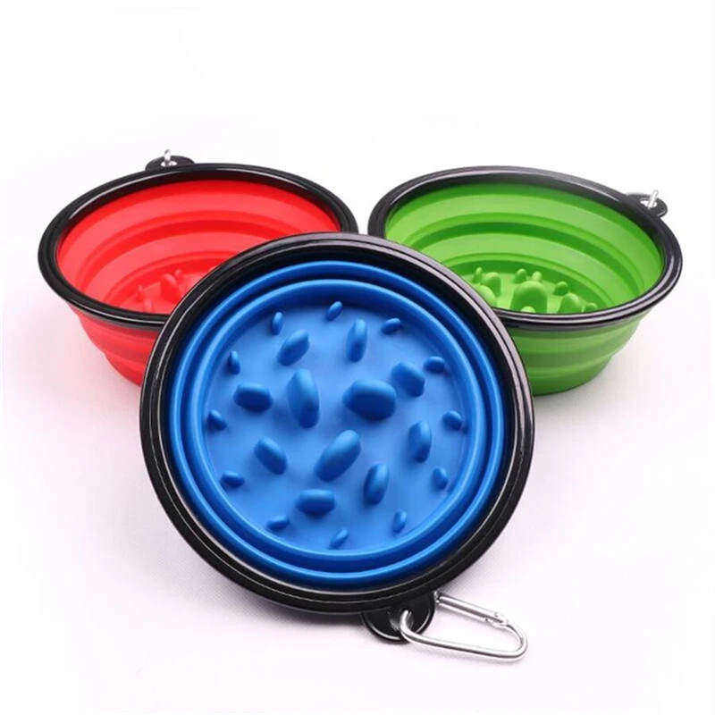 1000ml Large SlowFeeding Collapsible Dog Pet Folding Silicone Bowl Outdoor Travel Portable Puppy Food Container Feeder Dish Bowl