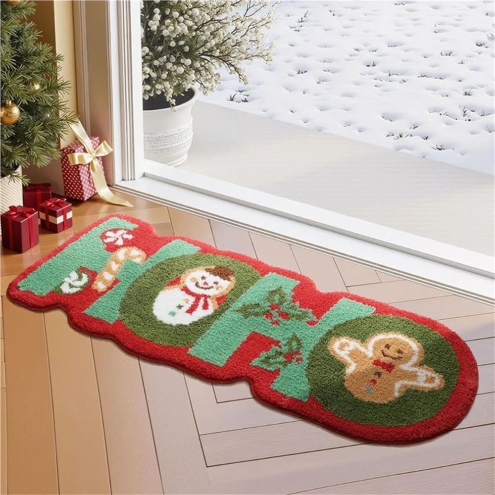 Christmas Carpet Bedroom Bedside Blanket Children's Room Alien Foot Mat Gingerbread Man Coffee Table Blanket Christmas Snowman