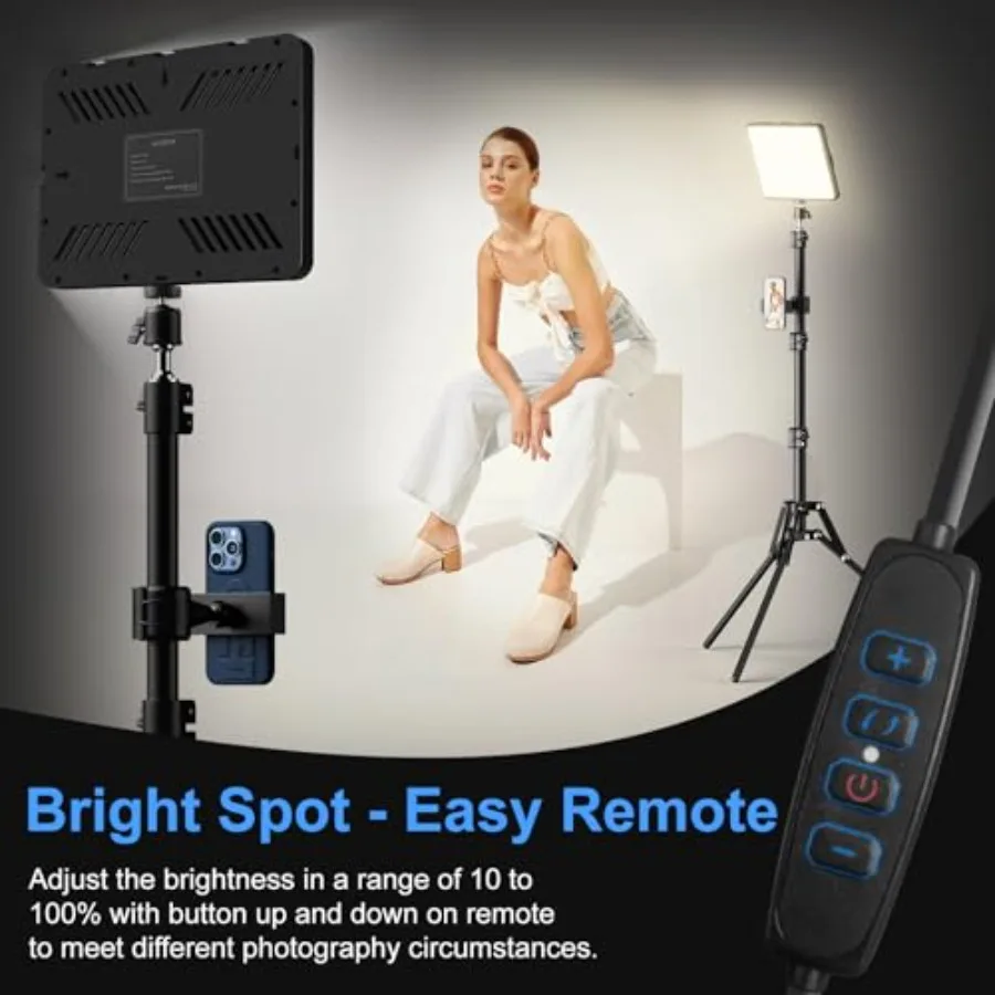 2 Packs Video Light Kit, LED Studio Light, 2700-6500K Dimmable Photography Lighting Kit with Tripod StandandPhone Holder, 12