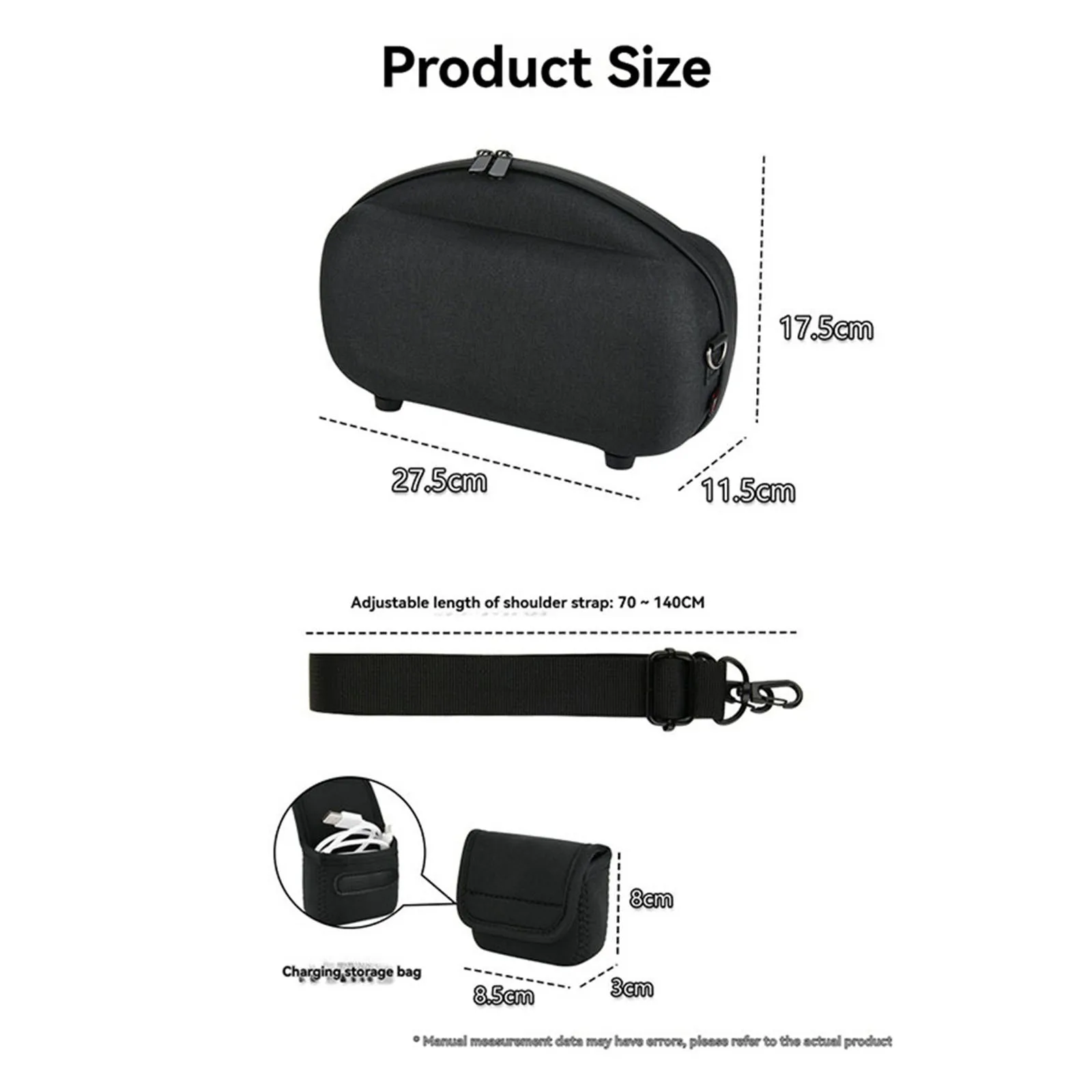 Sturdy Carry Bag for Bose For Soundlink Max Speaker Made of Oxford Cloth EVA and Flannel 27.5x17.5x11.5cm Black