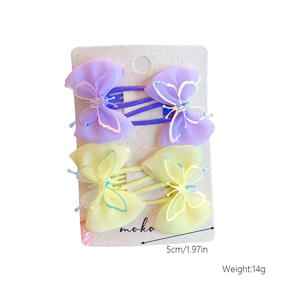Neue süße 4-teilige Tüll-Schmetterlings-Haarspangen für Frauen, Mädchen und Kinder, in Macaron-Farben, Organza-Schleifen-Haarspangen, Haar-Accessoires. – Detail 7