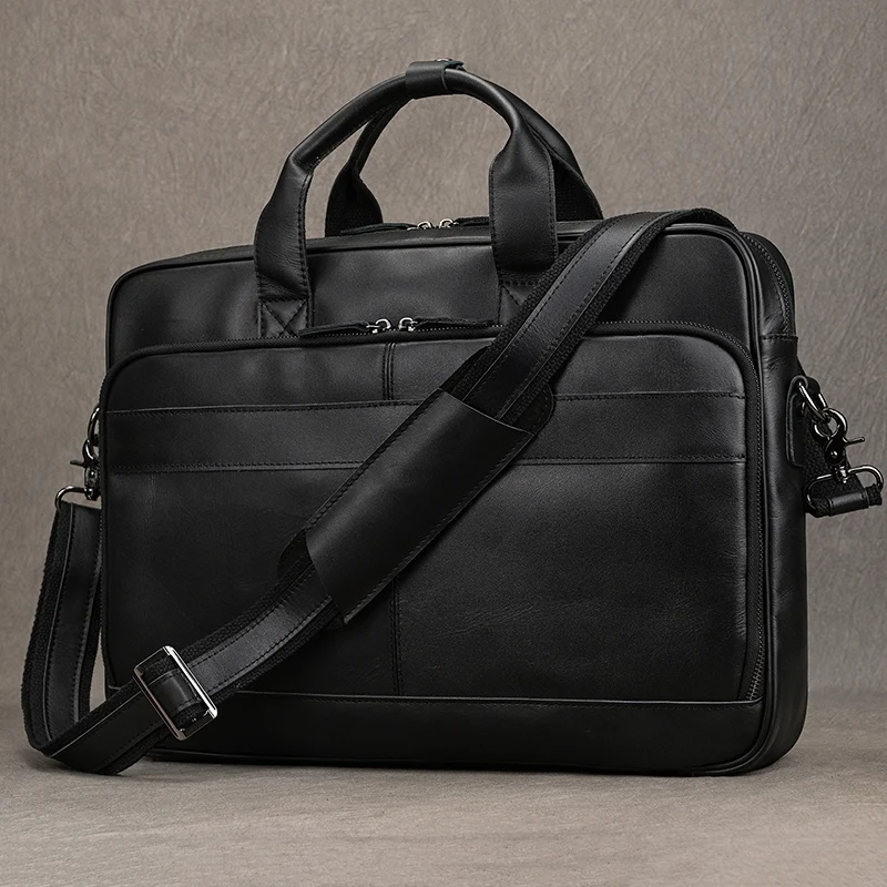 Best Quality Genuine Leather Briefcase Crossbody Messenger Bag Business Laptop Bag Offical Daily Shoulder Bag 15.6 16 17 Inch