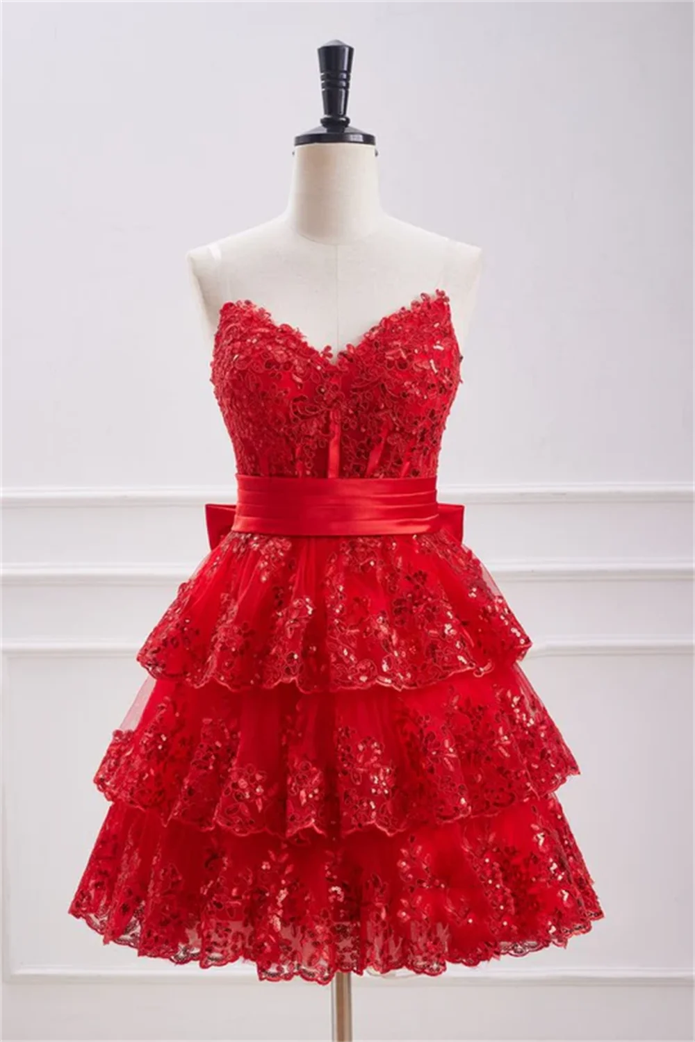 Jessica Red Fairy Prom Dresses Embroidered Glitter Sequins Evening Dresses Cropped Off-the-shoulder Bows Cocktail Dresses