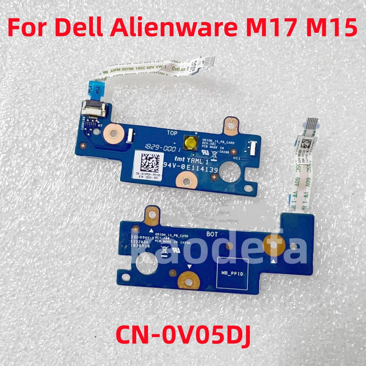 CN-0V05DJ para portátil Dell Alienware M17 M15, placa de interruptor de botón de encendido, CN-0V05DJ 0V05DJ V05DJ, prueba OK 100%