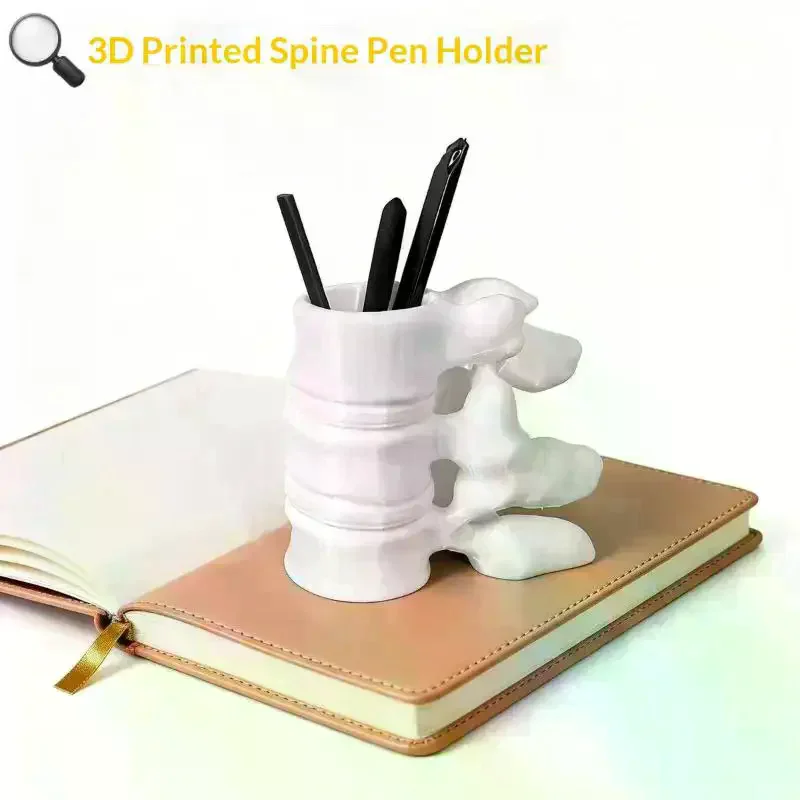 3D Printed Spine Shaped Pen Holder With Creative Fun Design And Sturdy Base For Office Desk Home Study Staff Gifts 1Pcs