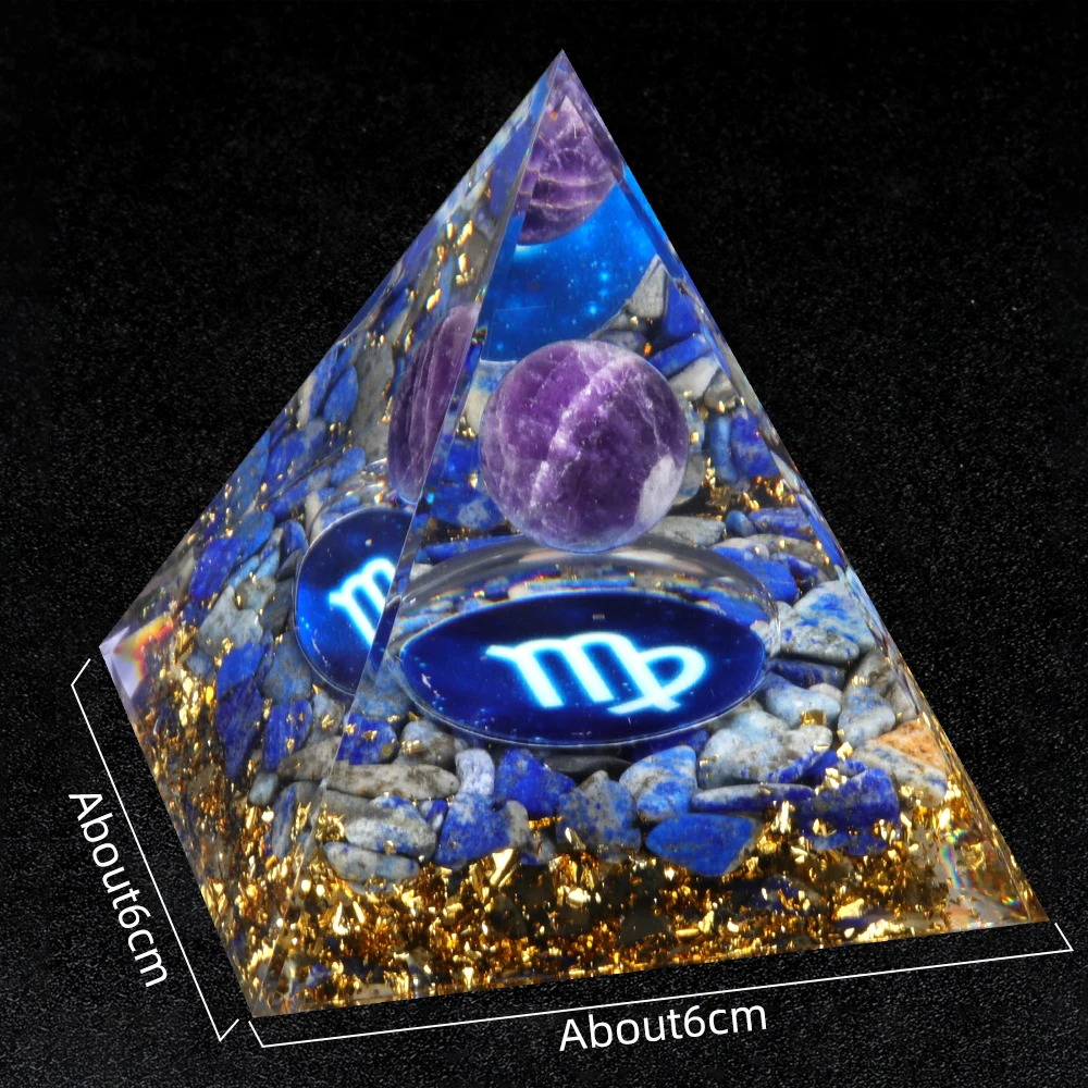 Constellation Gift Energy Resin Pyramid Amethyst Healing Natural Crystal Tree Reiki Chakra Generator Orgonite Pyramid Room Decor