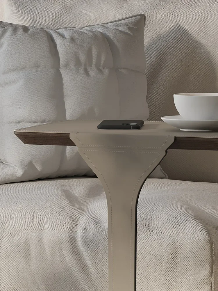 Living room sofa side saddle leather corner light luxury minimalist side table coffee table