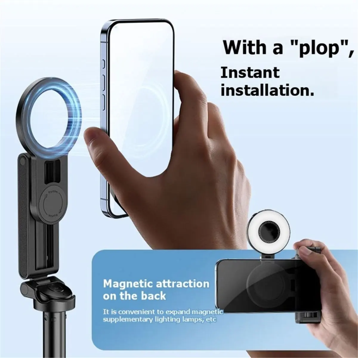 【☾♦2026 TOP Global□】JJ03S Magnetic Phone Tripod Wireless Phone Grip Selfie Stick Desktop Tripod with Remote Control for Livestre