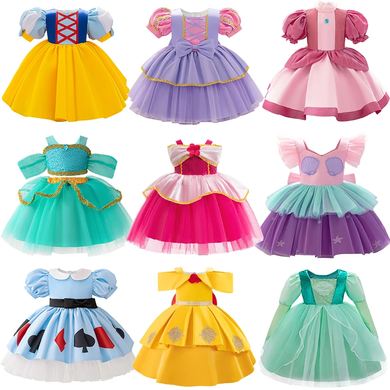 

Fantasia Toddler Girl Princess Costume Christmas Baby Birthday Party Rapunzel Mermaid Belle Dress Fancy Girl Clothes Infant Gown