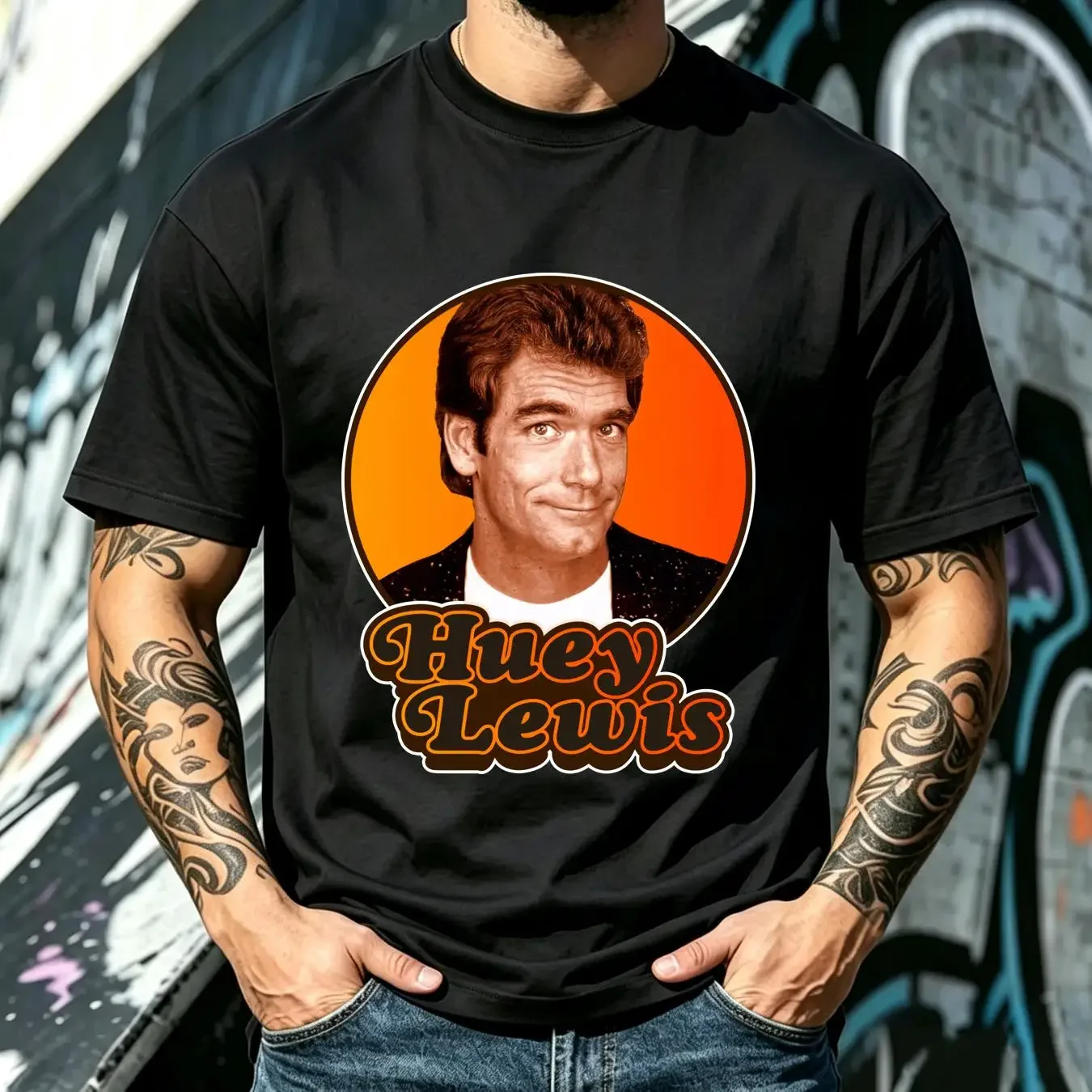 washed T Shirt Huey Lewis And The News Tribute Black All Size S to 234XL AG646 long sleeves vintage Washed Unisex Breathable
