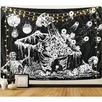 骷髏掛毯,神秘之眼掛毯,骷髏掛毯,黑白掛毯,適合臥室、客廳等場所。 10 最佳銷售 歌德式房間 - №2