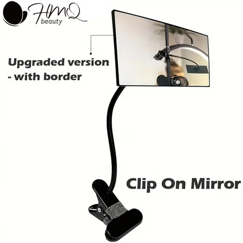 360 °   Espejo giratorio para extensión de pestañas, vástago de Metal negro, espejo convexo con Clip, aumento de elevación de pestañas, espejo de maquillaje, herramientas de belleza