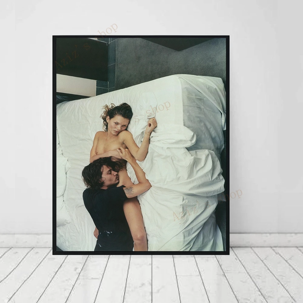 Johnny Depp and A Woman In Bed Poster Retro Movie Star Canvas Painting Wall Art Picture Prints Nordic Home Decor Frameless