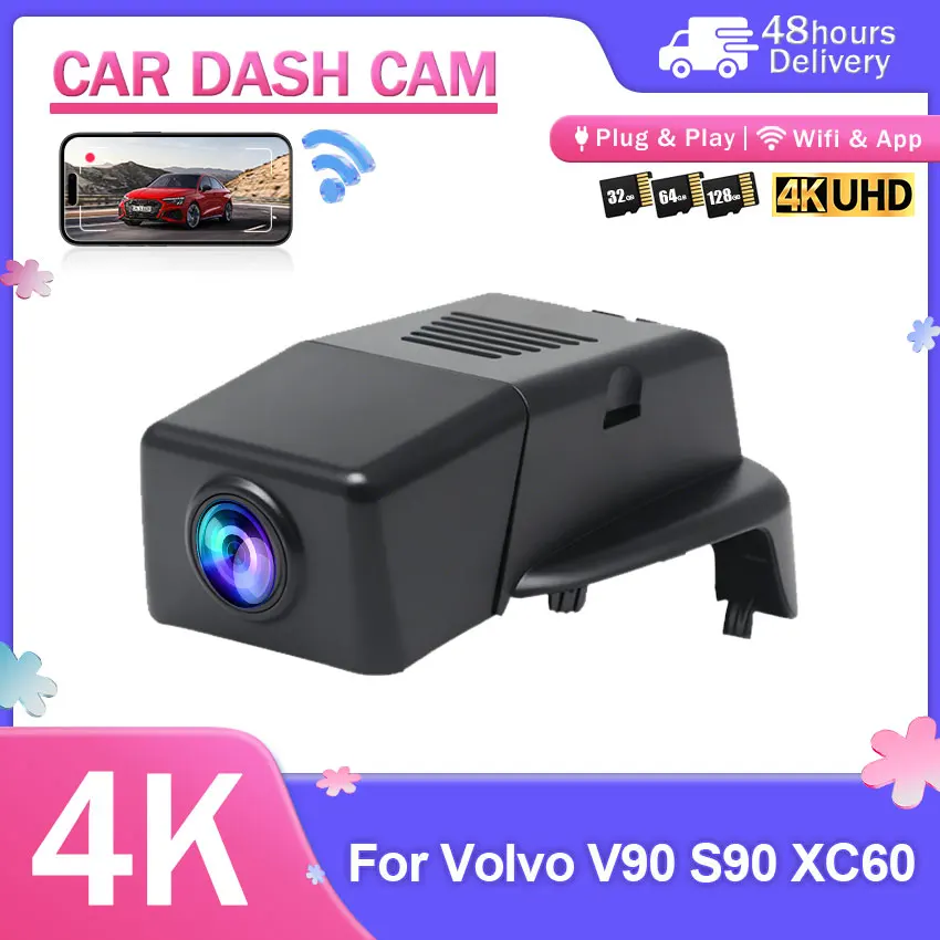 4K Dash Cam 2160P Car DVR WIFI  For Volvo V90 S90 XC60 2018-2021 Plug and Play Video Recorder