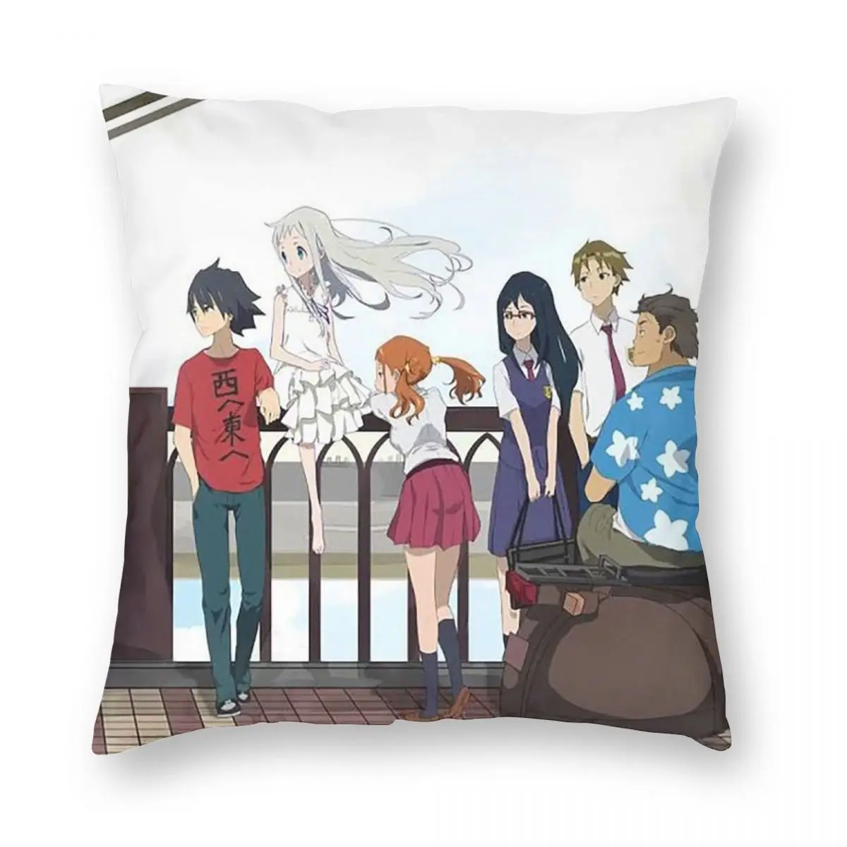 Anime Anohana The Flower We Saw That Day Square Pillowcase Pillow Cover Cushion Zip Decorative Comfort Throw Pillow for Home Car