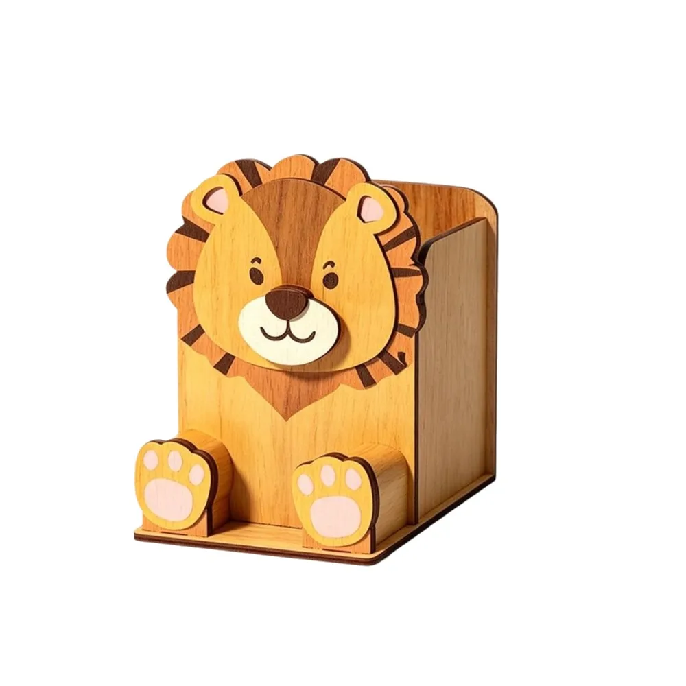 Hand Carved Animal Glasses Holder 3D Design Wooden Material Spectacle Stand Cartoon Shape Multi-Functional Pen Holder Rack
