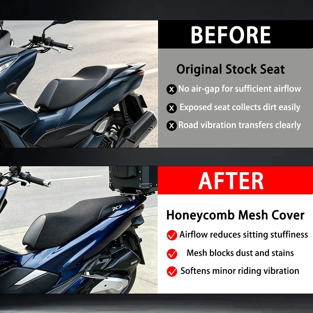 Motorcycle 3D Mesh Breathable Seat Cover For Honda PCX PCX150 PCX160 ADV150 ADV160 PCX 150 ADV 160 Scooter Sunproof UV Resistant