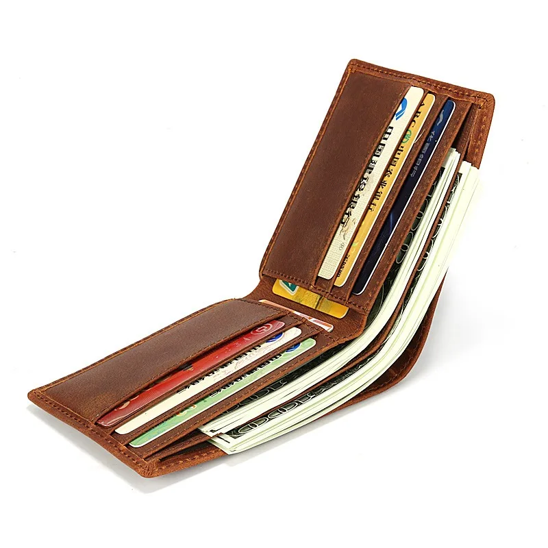 Short Wallet Men Genuine Leather Luxury Brand Wallet  for Men Coin Wallet Porte Carte Femme Card Holder Cowboy Top Leather PX018