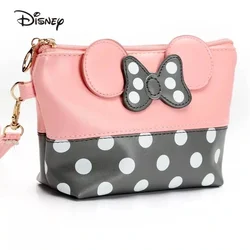 Disney Mickey Mouse Cosmetic Bags Women Makeup Cartoon Large Bow Tie Clutch Packages PU Leather Bags Handbag gifts