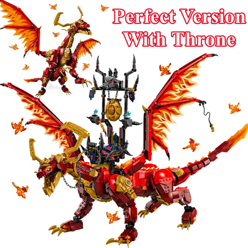 

Compatible Brands Brick Sets Ninja Series Building Blocks Source Fire Dragon of Motion Large Saddle Throne MOC Toys Kids Gift