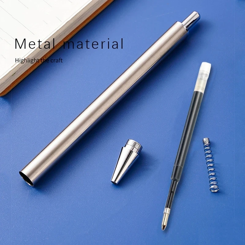 4pcs/set 0.5mm Metal Automatic Gel Pen Black Ink Stainless Steel Signing Pen Office School Writing Stationery Gift