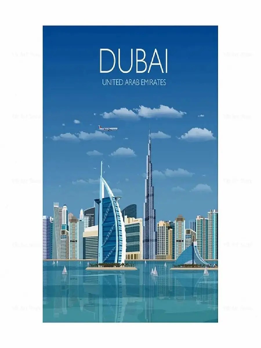 World Cities Travel Poster Canvas  London Phuket Dubai Italy Singapore Paris Venice Wall Art for Bedroom Home Decor