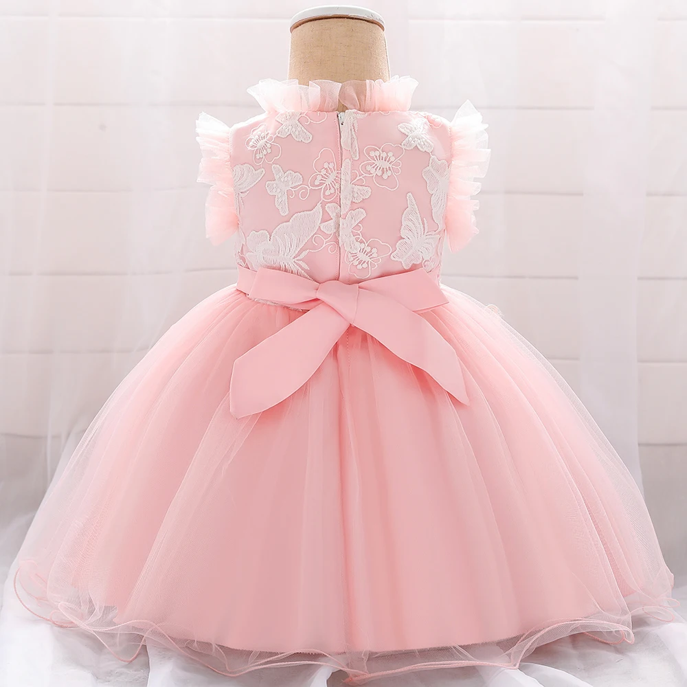 Toddler Butterfly Christening Princess Dress for Baby Lace Tulle 1 Year Birthday Party Girl Dress Newborn Baptism Prom Ball Gown