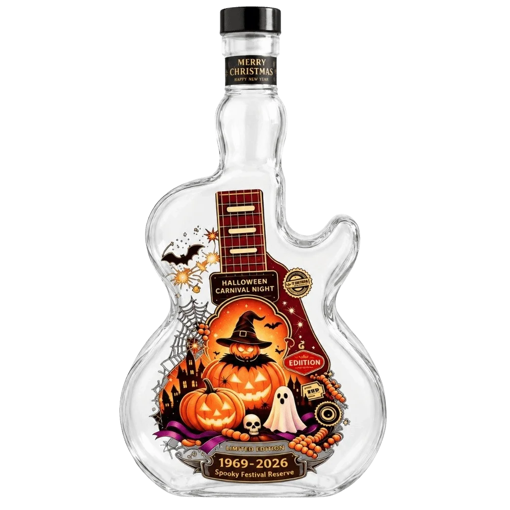Collectible Pumpkin Halloween Guitar Shaped Decanter Ghost Dark Style Empty Wine Bottle Bat Clear Glass Bottle Home Bar