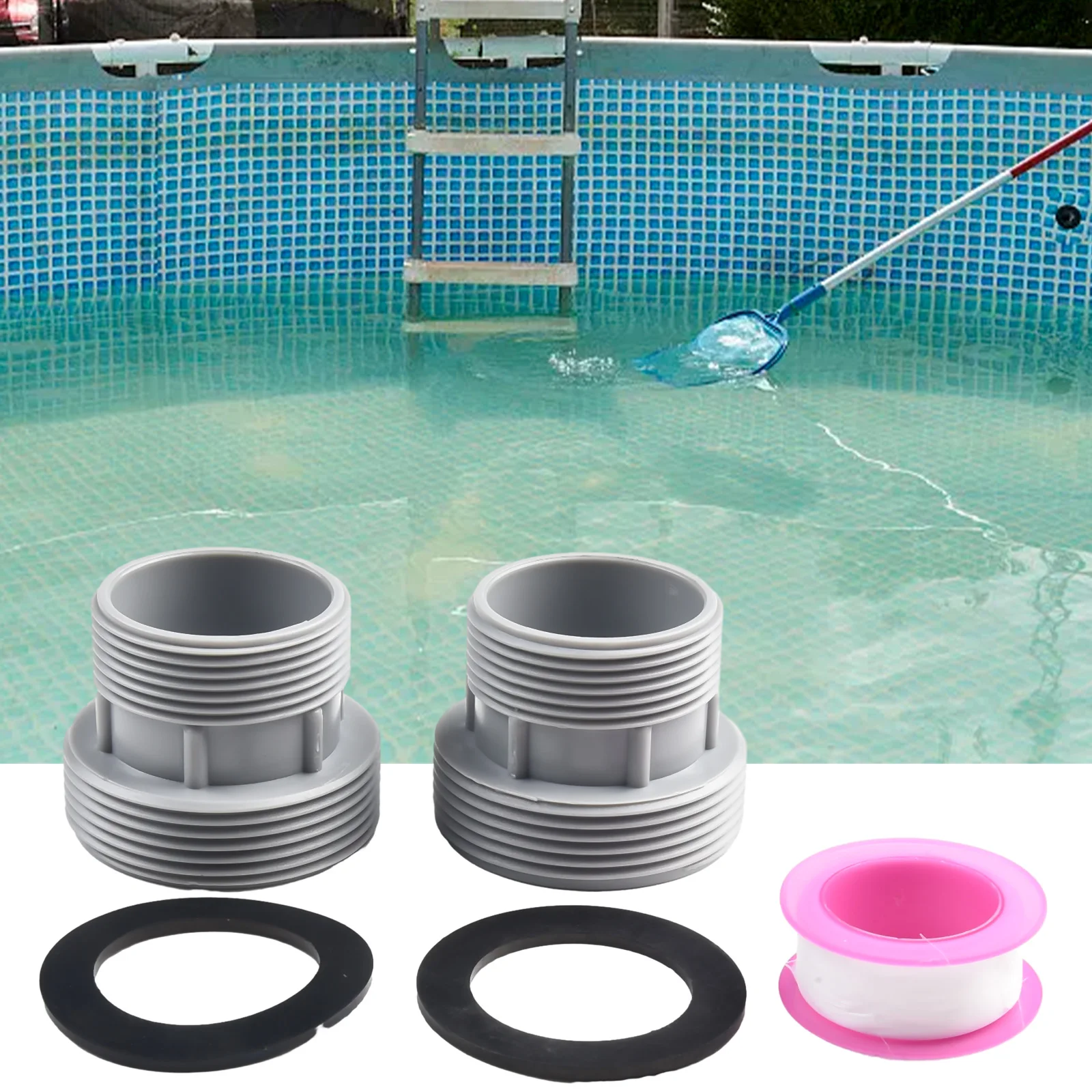 

User Friendly Adapter Kit for Above Ground Pool Hoses Connects 40mm to 1 12 Filter Ports Essential for Pool Cleaning